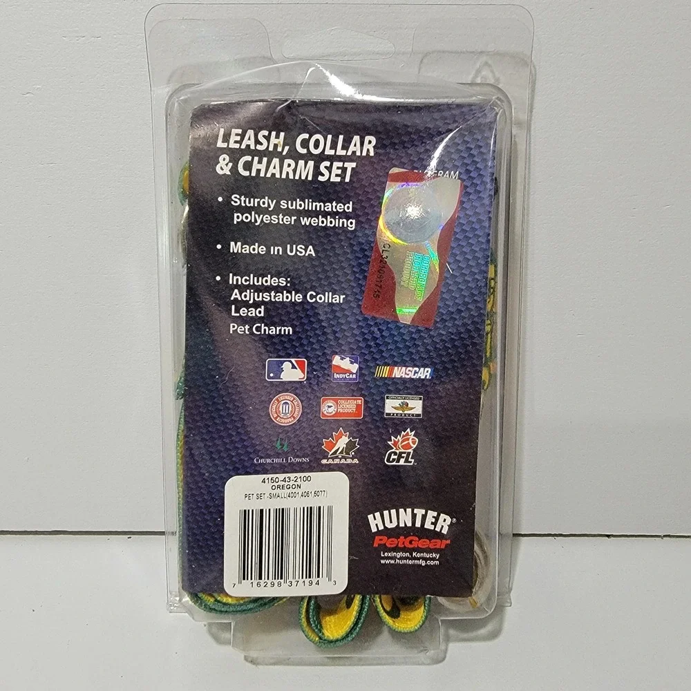 Hunter Oregon Ducks Pet Leash Collar Charm Set Small Green Yellow NCAA